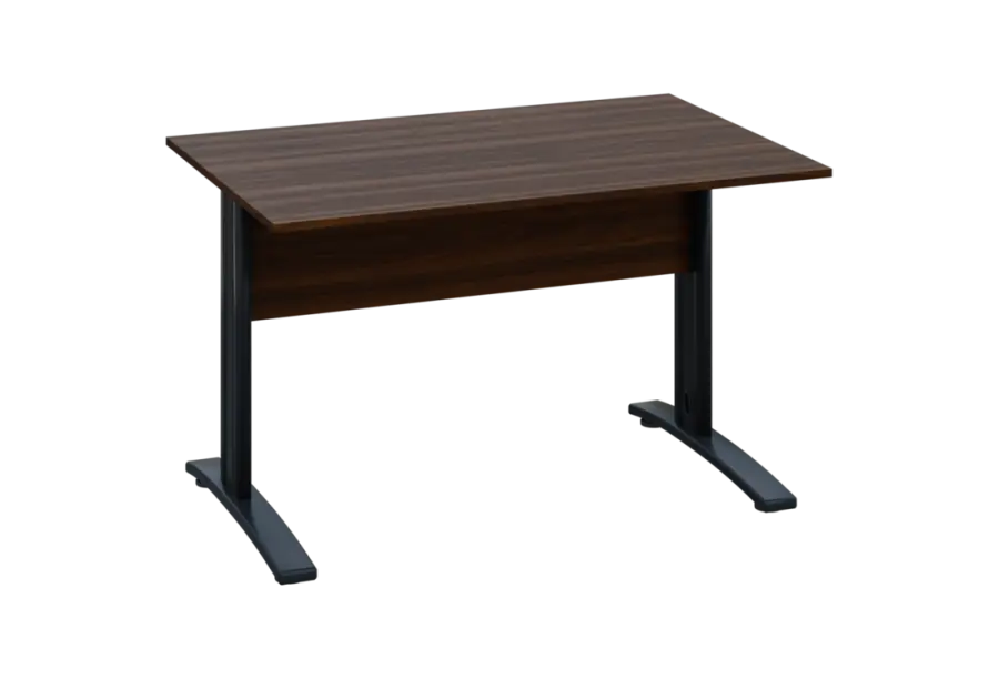 EPK 18 - 12 stůl kancelářský, kovová podnož černá, deska 18 mm, široký 1200 mm, ořech královský